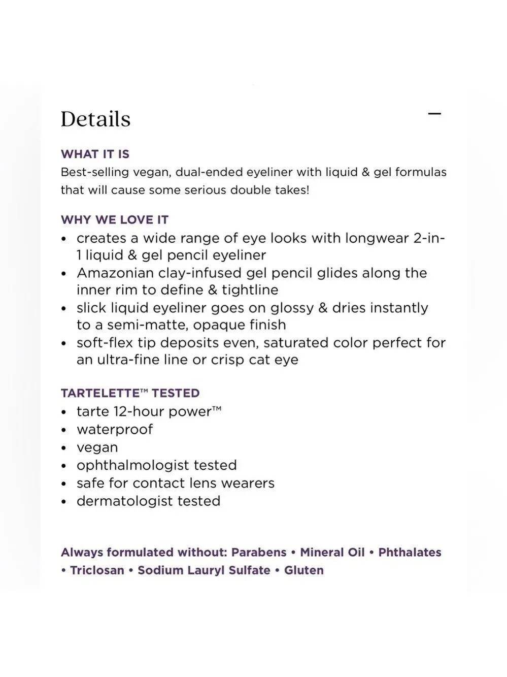 Tarte Double Take Eyeliner in Black - Dual Ended Full Size